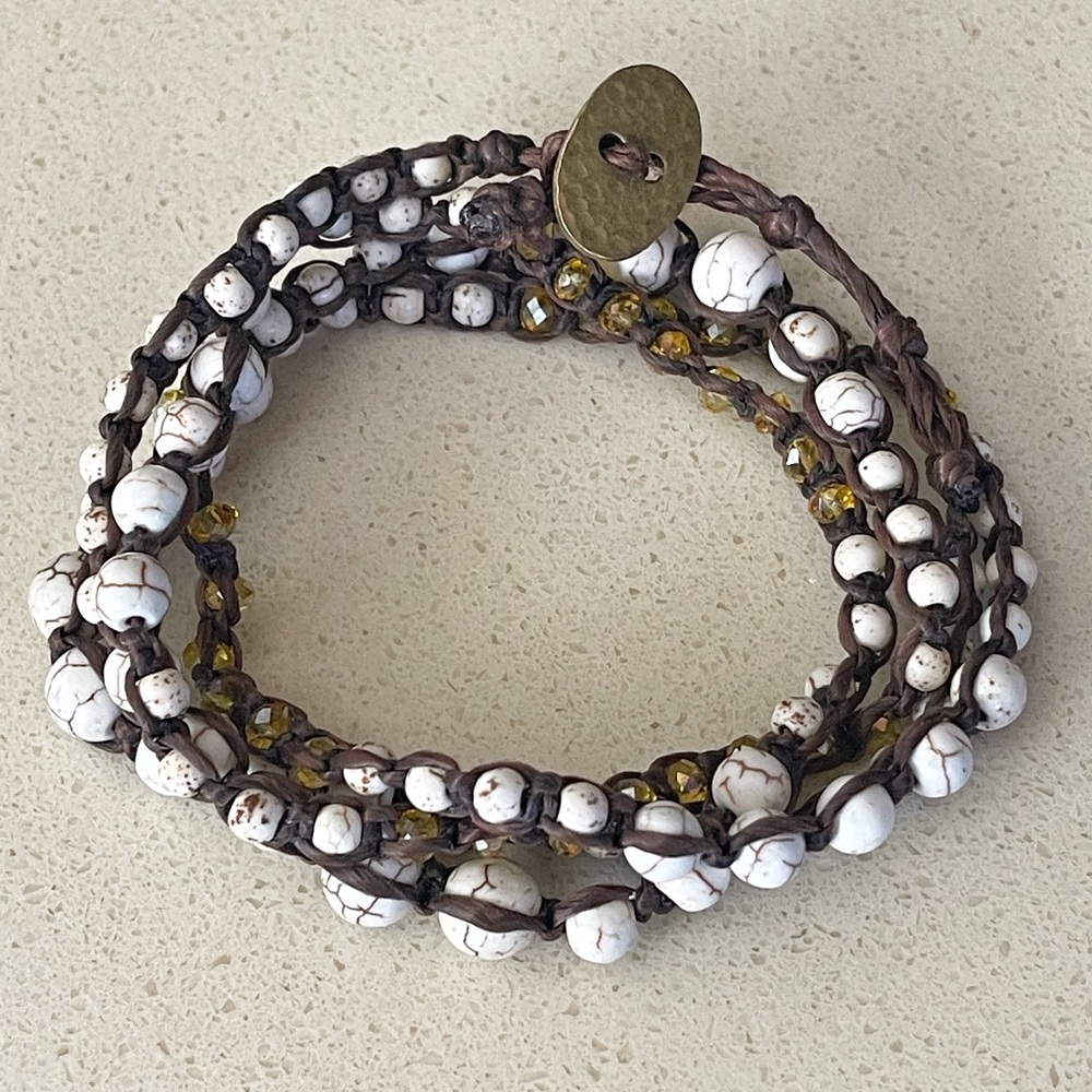 White Turquoise Beaded Wrap Bracelet